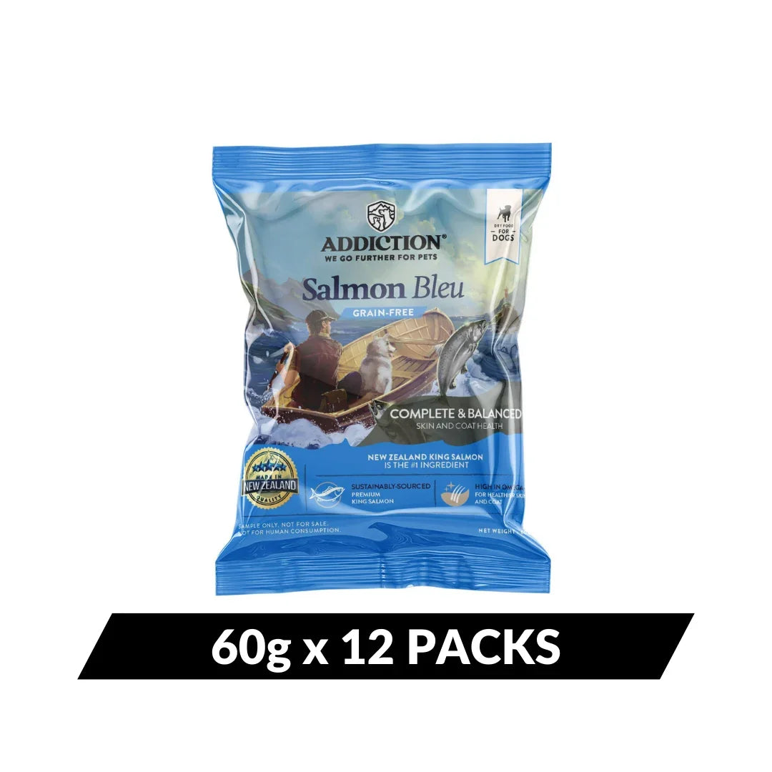 Addiction Salmon Bleu grain-free dog food, 60g x 12 packs, for skin and coat health