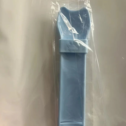 Blue cat lick treat spoon in clear plastic bag