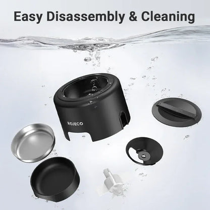 ROJEKO pet water fountain with easy disassembly & cleaning parts for dog and cat hydration