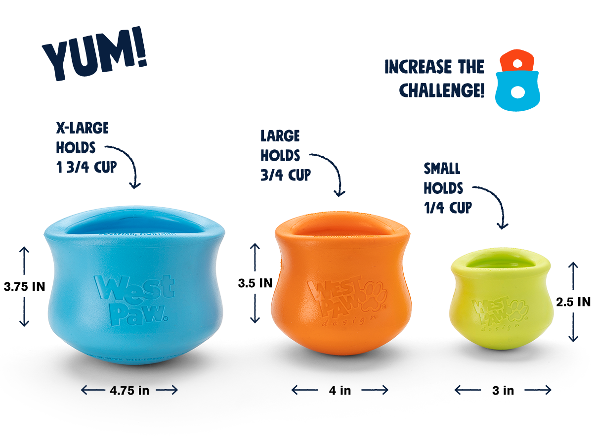 Silicone treat dispenser set with circular-hole bowls in blue, orange, and green