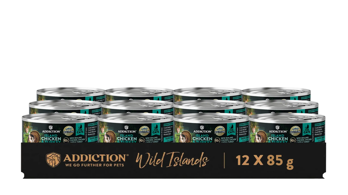 12-pack canned cat food, Wild Islands chicken & turkey, 12x85g cans