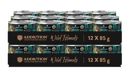 Twelve-pack Wild Islands chicken & turkey canned cat food, 12x85 g