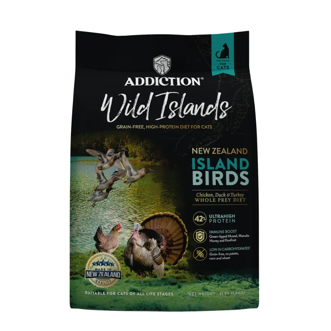 Wild Islands dry cat food bag for cats, chicken, duck, turkey whole prey recipe