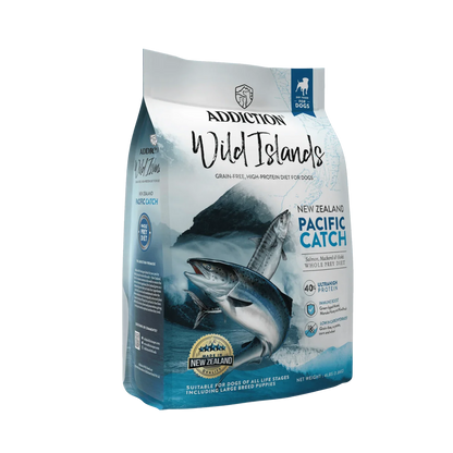 Addition Wild Islands Pacific Catch dog food bag, front angled view