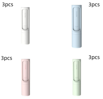 2-in-1 pet hair remover brush and lint roller set, white, blue, pink, and green