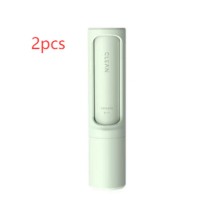 Light green 2-in-1 pet hair remover brush and lint roller, upright cylinder