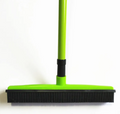 Pet hair removal broom mop with green handle and black bristle cleaning head