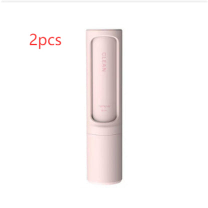 Pink 2-in-1 pet hair remover brush and lint roller, upright cylinder