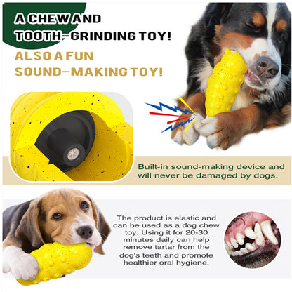 Yellow ribbed caterpillar-shaped squeaky dog chew toy with cartoon face.