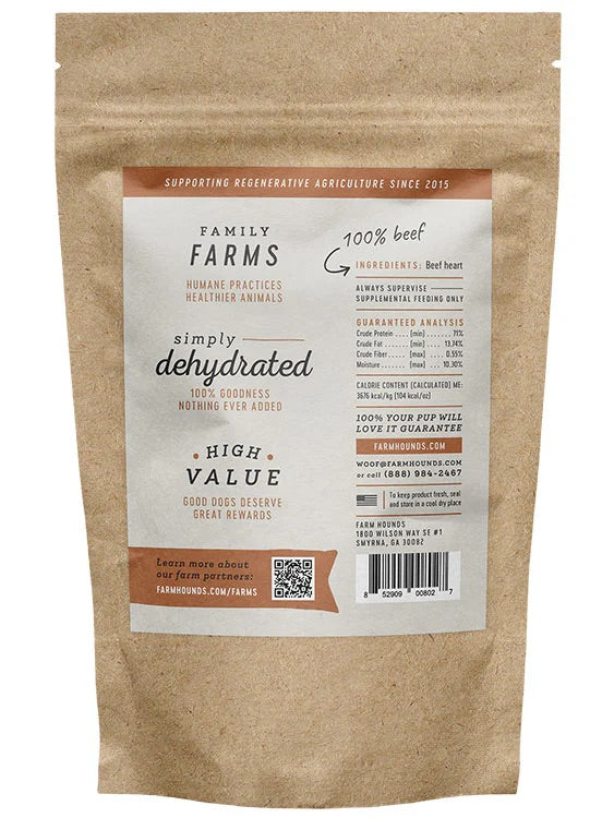Family Farms 100% beef dehydrated dog treats, high-value pet snacks for healthy dogs