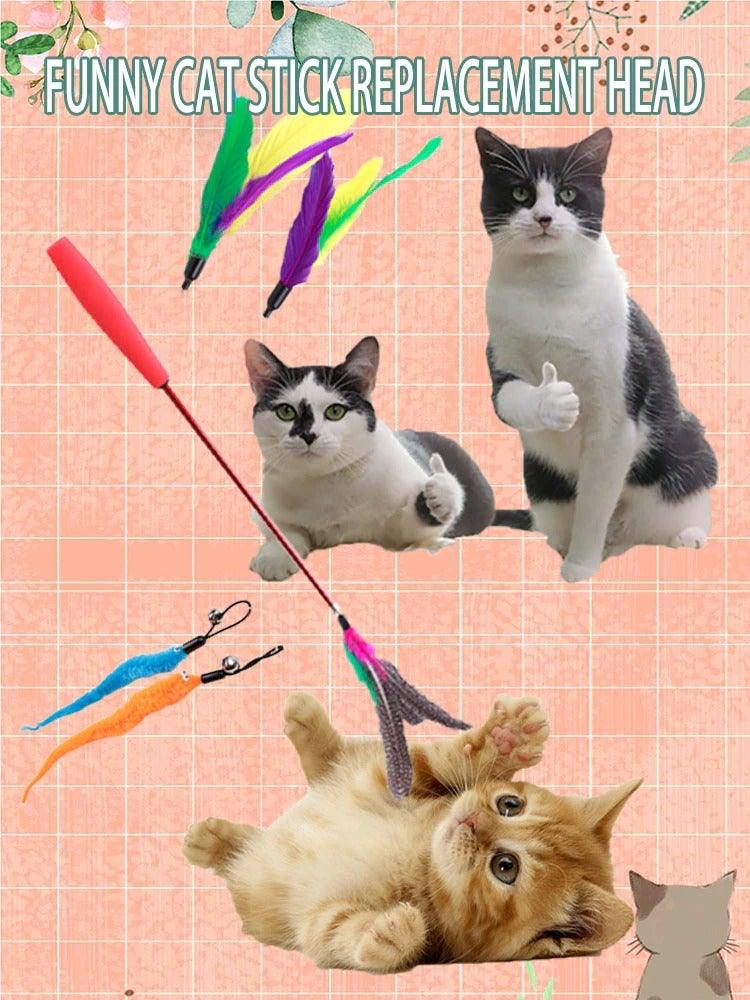 Cat stick replacement head set with colorful wand tips and cats pictured