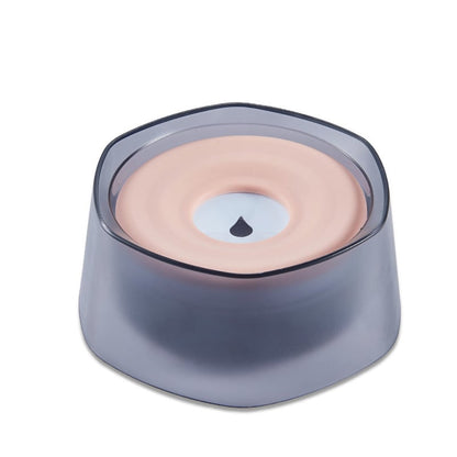 Splash-proof pet drinking bowl with pink water insert and dark gray base