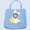 Blue tote bag with cute bunny design, perfect for pet supplies and accessories