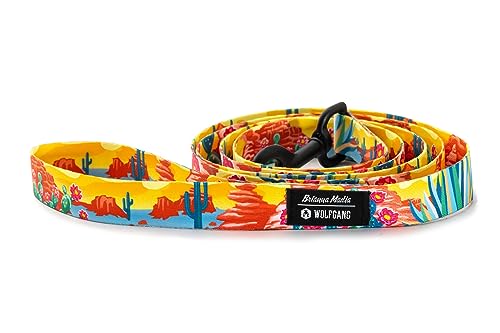 Nylon dog leash with colorful desert print, rolled loop