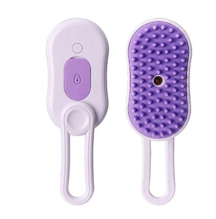 Cat steam brush set, lavender and purple oval brush with textured massage pads