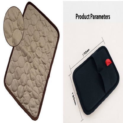 Dark brown and beige pet cooling mat with honeycomb-style fabric surface