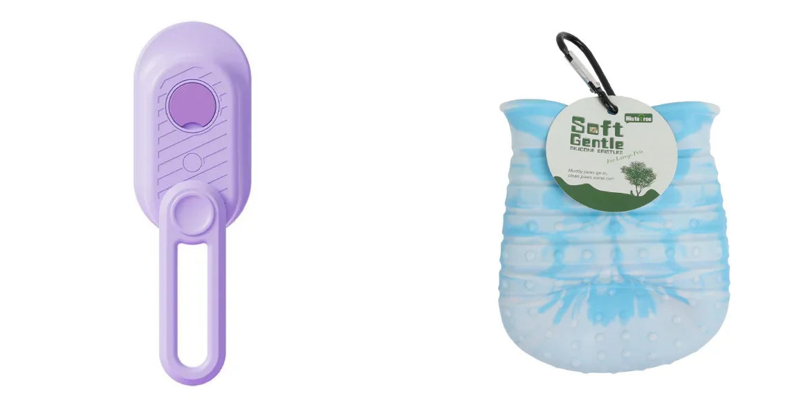 Cat steam brush, light purple handle and oval head with control buttons