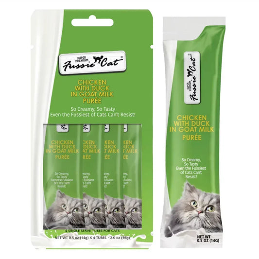 HardyPaw Fussie Cat Chicken with Duck in Goat Milk Puree lickable cat treats packaging