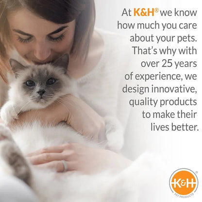 A woman hugging a fluffy white and grey cat with Jeffers brand messaging.