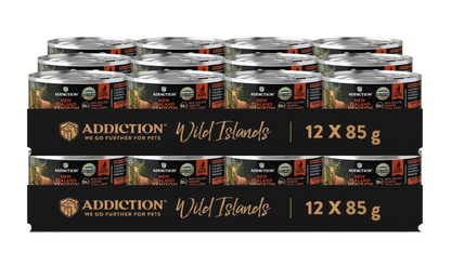 Pack of 12 cat food cans, Wild Islands venison recipe, 12 x 85 g