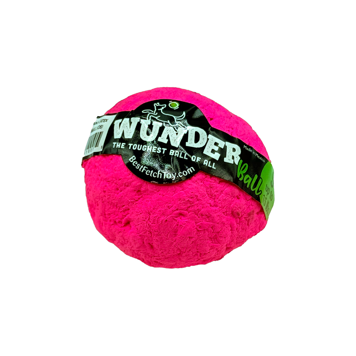 Pink WUNDERball fetch toy ball with black logo band and label text