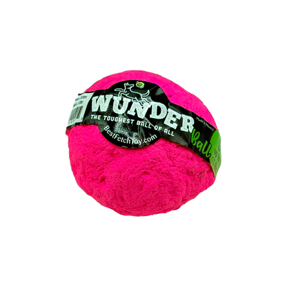 Pink WUNDERball fetch toy ball with black logo band and label text