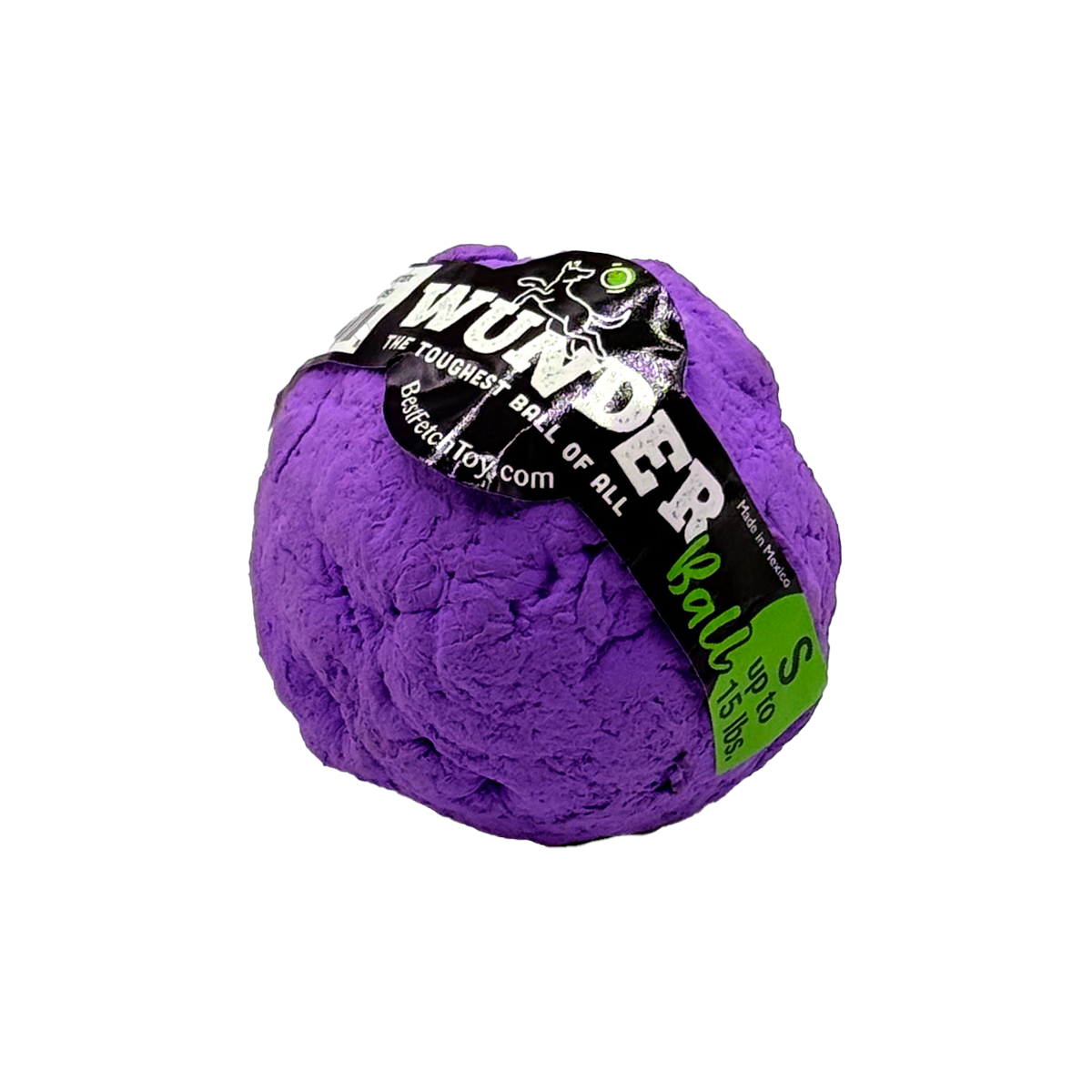 Purple WUNDERball fetch toy ball with black label band on the side