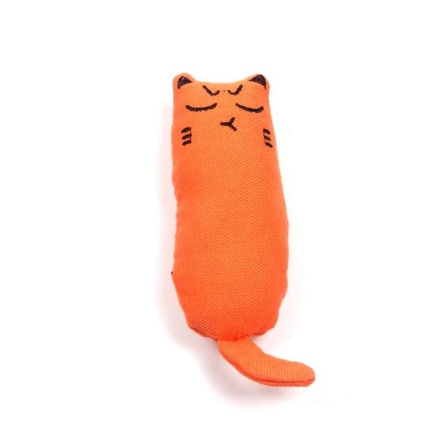 Orange cat-shaped plush toy for cats, soft and cute pet accessory