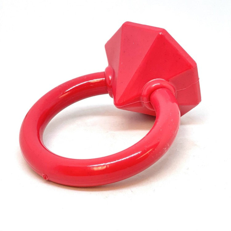 Red diamond teething ring with circular loop and connector