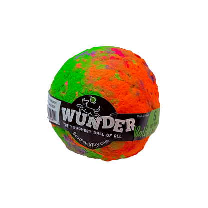 Swirl WUNDERball fetch toy ball with orange and green textured surface